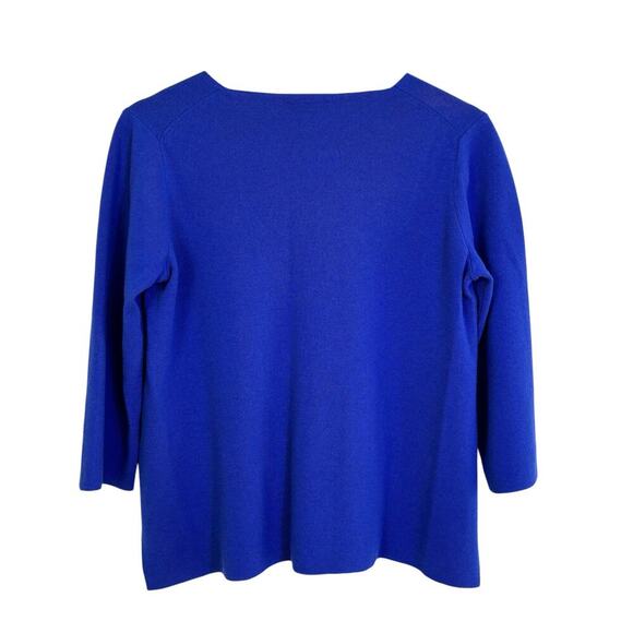 Eileen Fisher 3/4 V Neck Superfine Merino Wool Sweater Sz Small Luxury Minimal - Picture 5 of 15